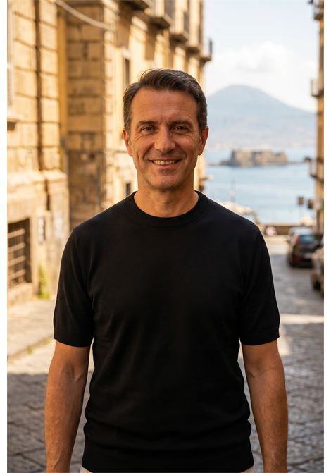 T-shirt in maglia Tagliatore nera in lino e cotone TAGLIATORE | T-shirt | JOSH GSE26-02099